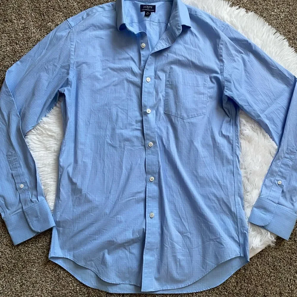 J. Crew Flex Wrinkle Free Button Down Dress Shirt Blue Mens‎ Size Medium